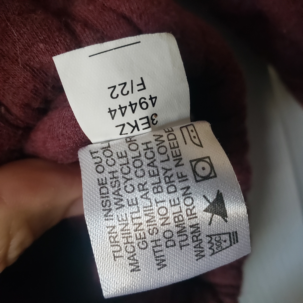 Orvis Maroon Quilted Pullover Sweater Jacket Pink Trim 100% Cotton Pockets #75 - Picture 7 of 8
